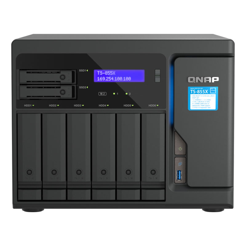QNAP 威联通 TS-855X 高性能八核心 10GbE NAS，部署混合式存储与高速虚拟机应用